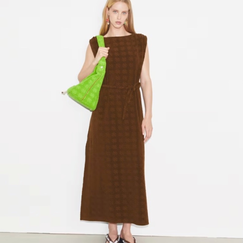 Tory Burch Terry Jacquard Maxi Dress – Size XS – NWT – Anise Brown